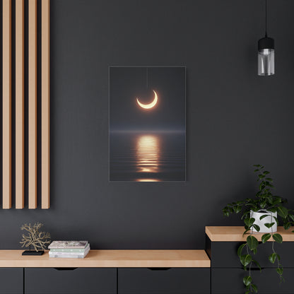 Crescent Moon Reflection Over Calm Water Wall Art & Canvas Prints