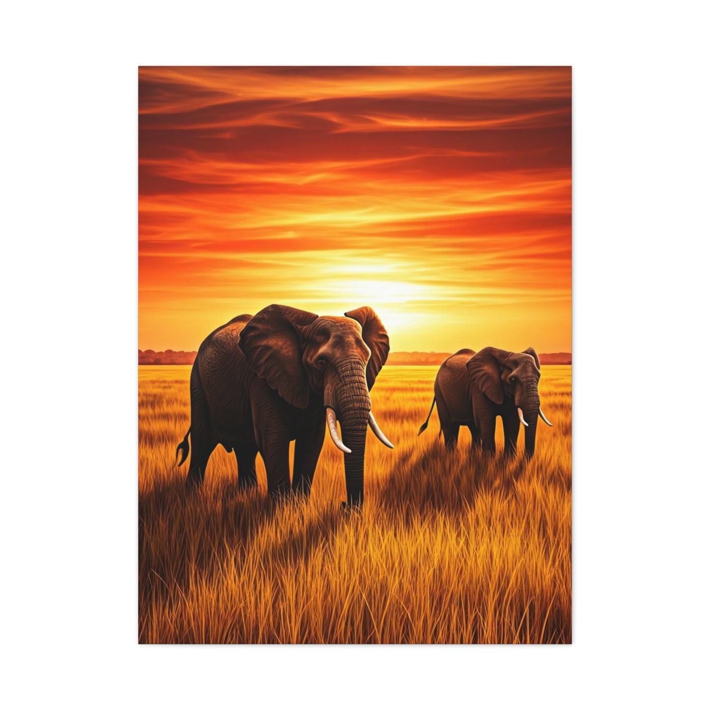 Elephant Herd at Sunset Plains Wall Art & Canvas Prints
