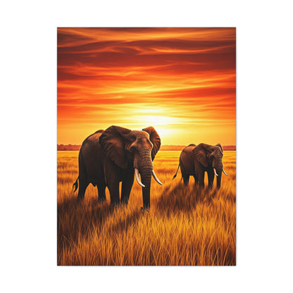 Elephant Herd at Sunset Plains Wall Art & Canvas Prints