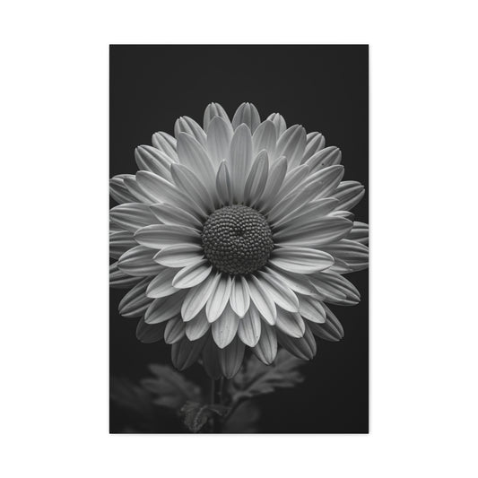 Monochrome Daisy Bloom Portrait Wall Art & Canvas Prints