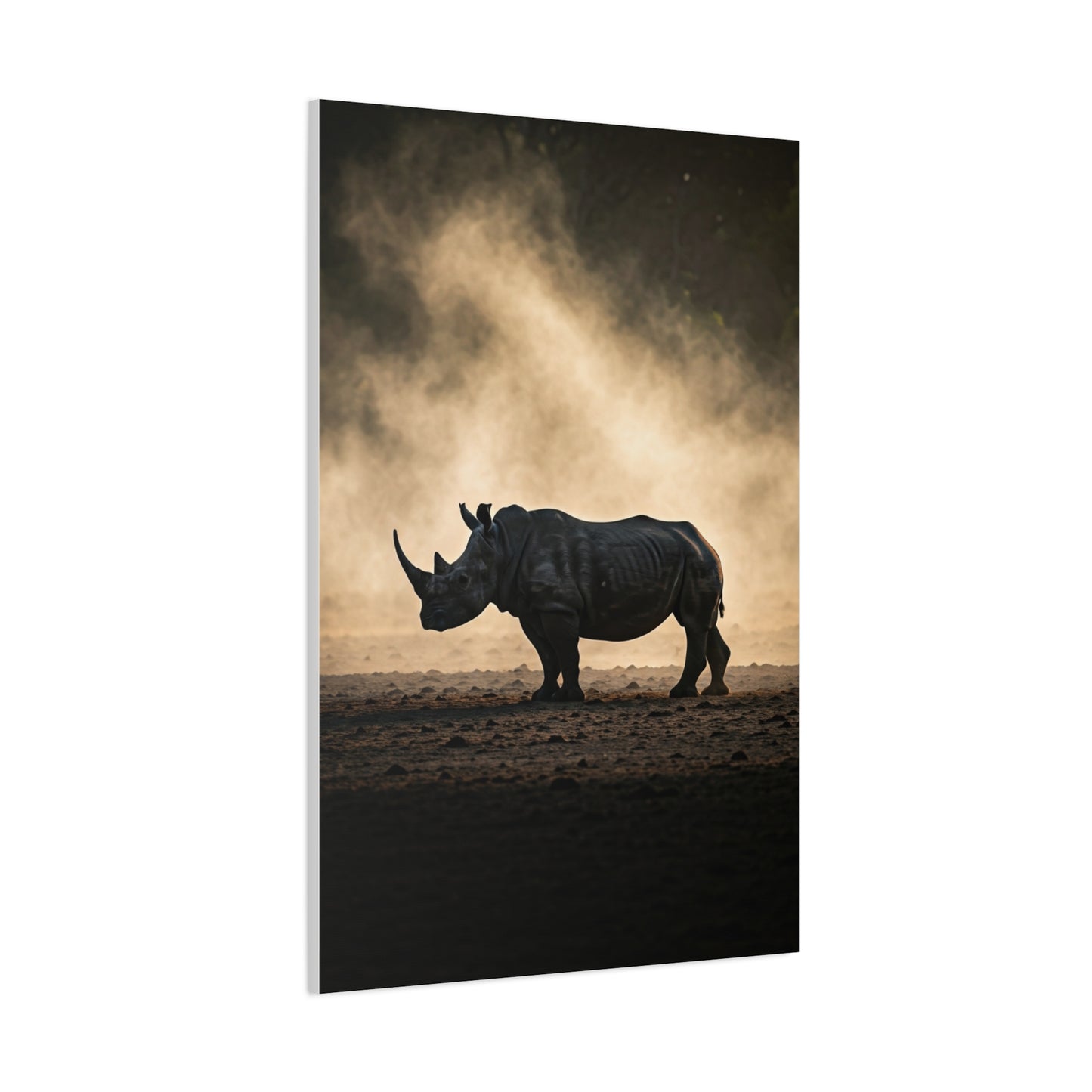 Rhino in Golden Dust Wilderness Wall Art & Canvas Prints