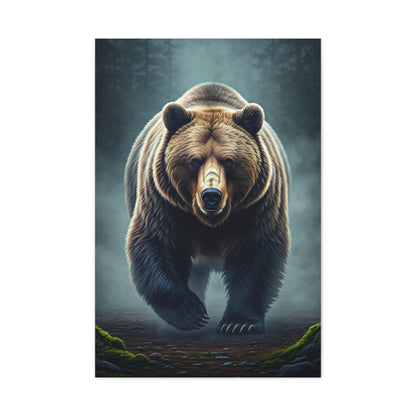 Charging Grizzly Through Mist Wall Art & Canvas Prints