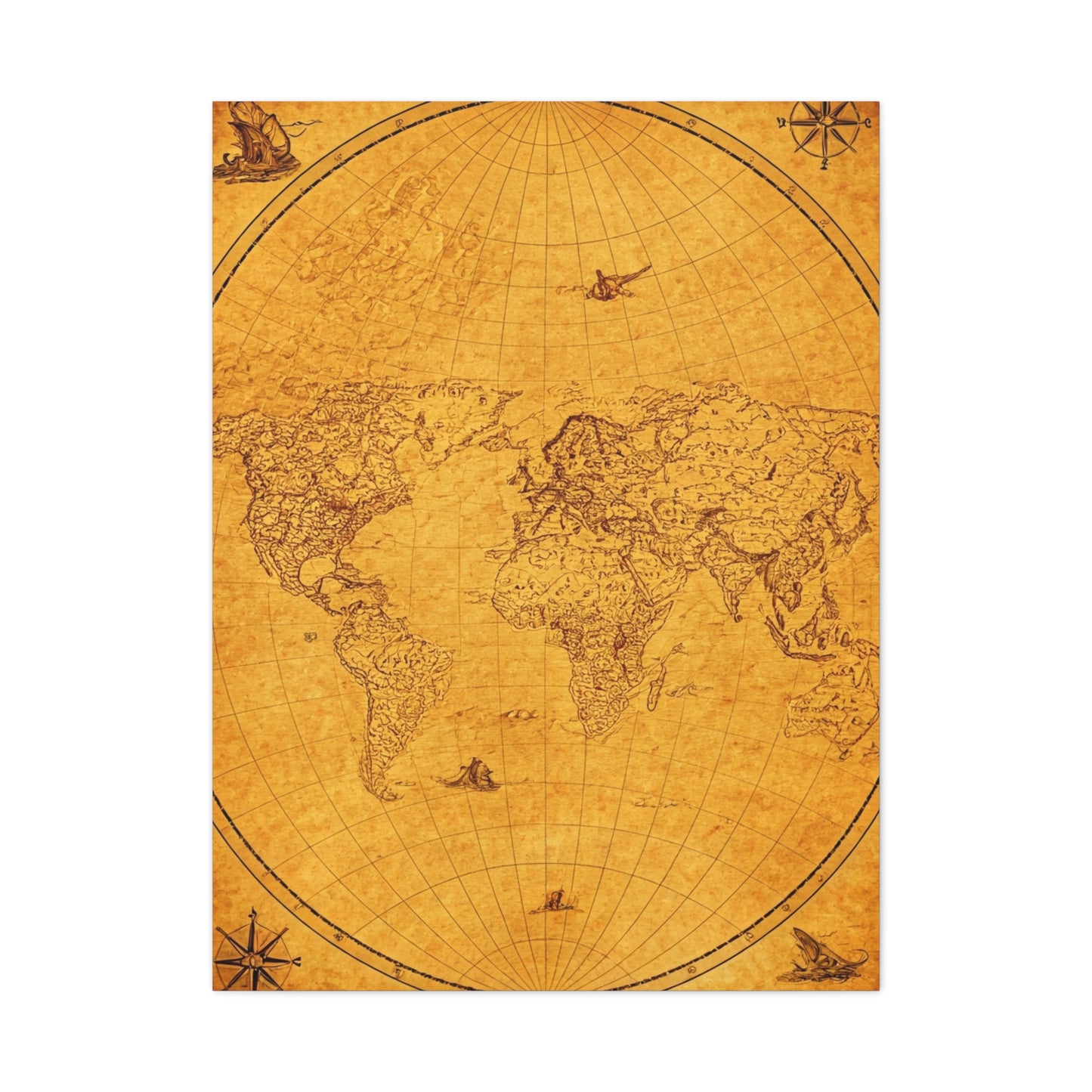 Classic Oval World Explorer Map Wall Art & Canvas Prints