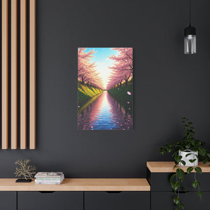 Sakura River Reflection Spring Landscape Wall Art & Canvas Prints
