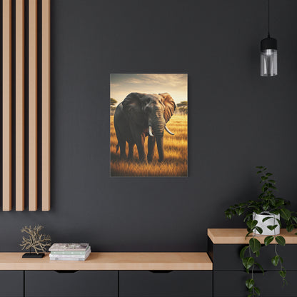 Majestic Elephant in Golden Grasslands Wall Art & Canvas Prints