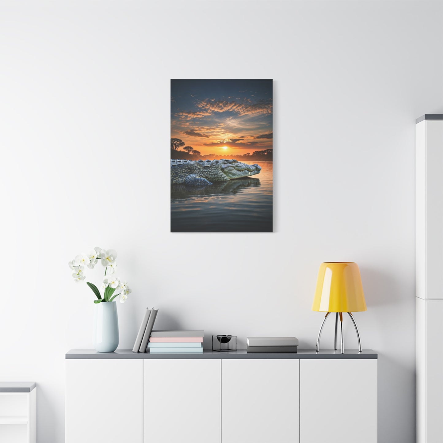 Crocodile Sunset Waterscape Wall Art & Canvas Prints