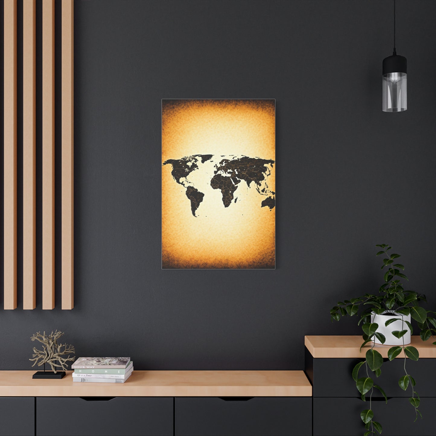 Minimal Black Silhouette World Map Wall Art & Canvas Prints