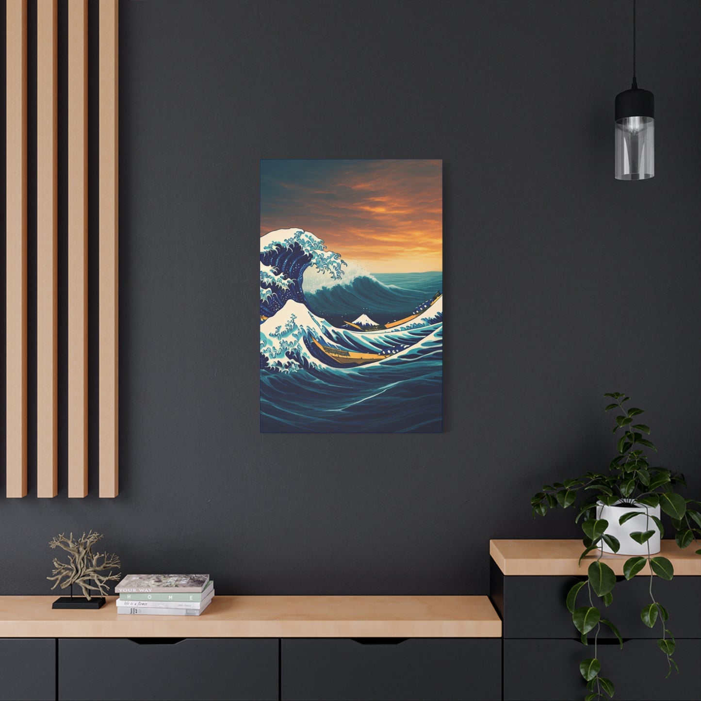 Crimson Horizon Wave Wall Art & Canvas Prints
