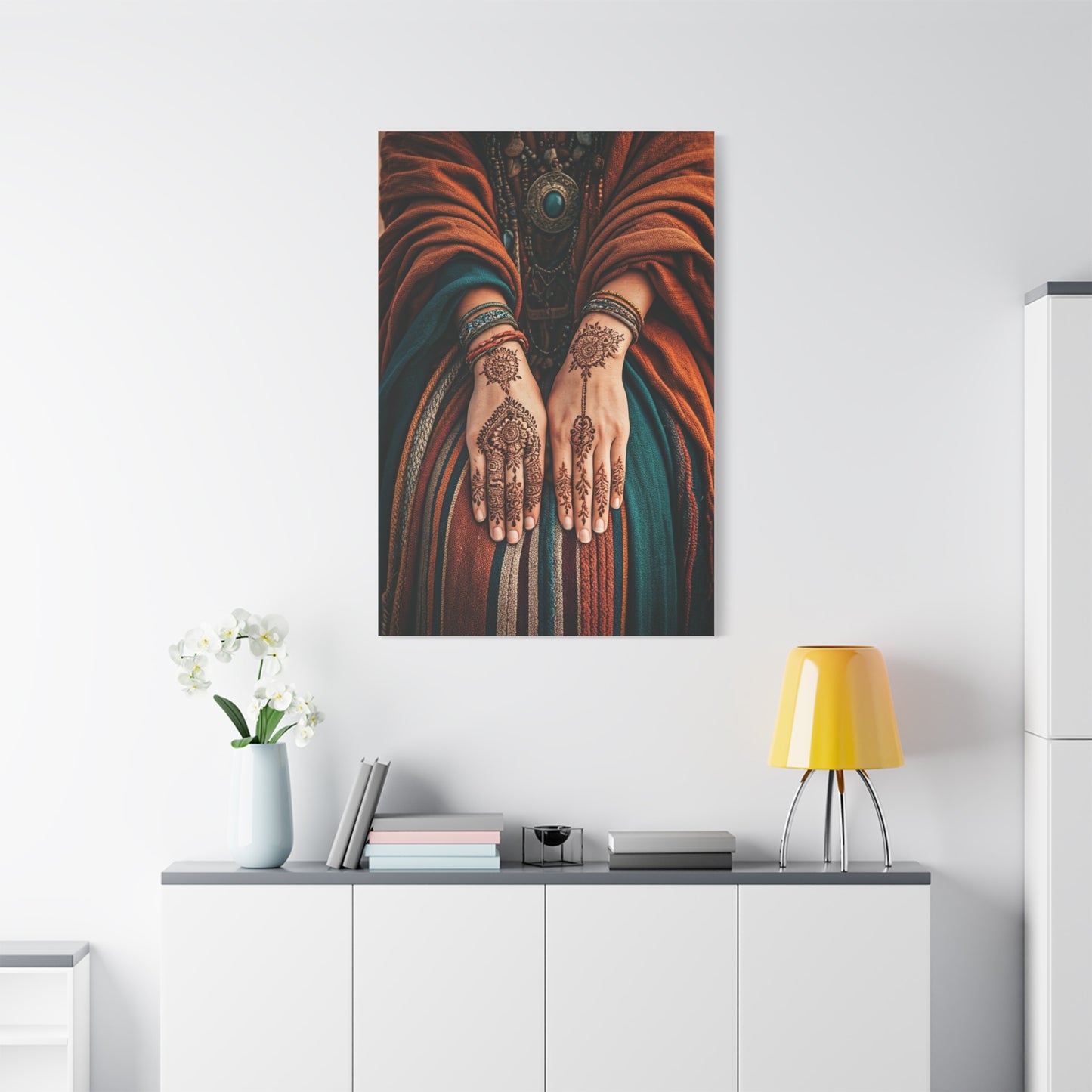 Henna Adorned Hands Bohemian Ritual Wall Art & Canvas Prints