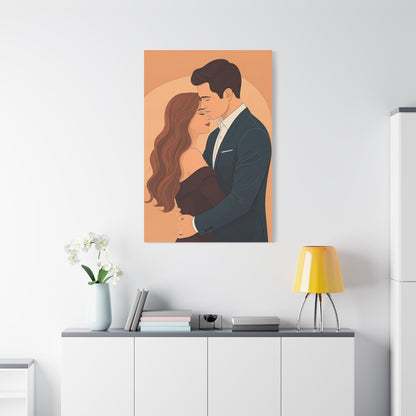 Romantic Embrace Illustration Wall Art & Canvas Prints