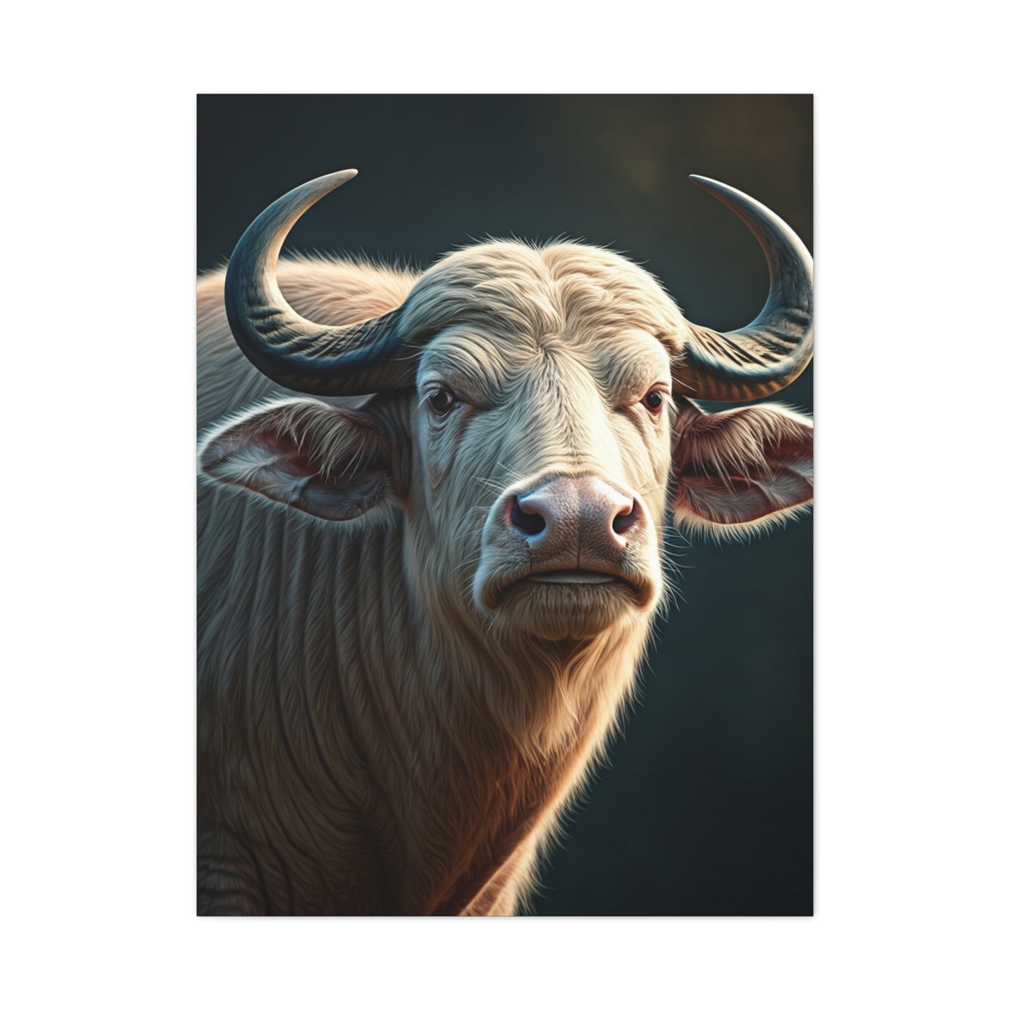 White Water Buffalo Portrait with Soft Glowing Light Wall Art & Canvas Print