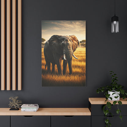 Majestic Elephant in Golden Grasslands Wall Art & Canvas Prints