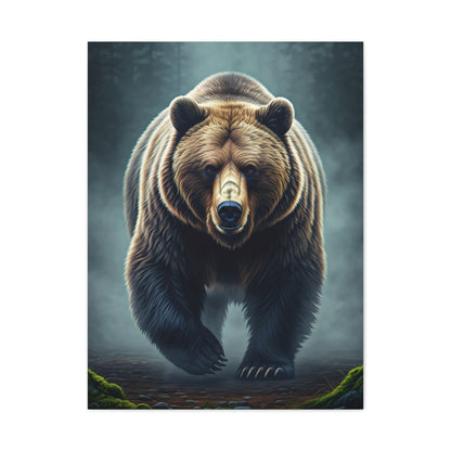 Charging Grizzly Through Mist Wall Art & Canvas Prints