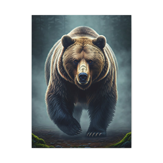 Charging Grizzly Through Mist Wall Art & Canvas Prints