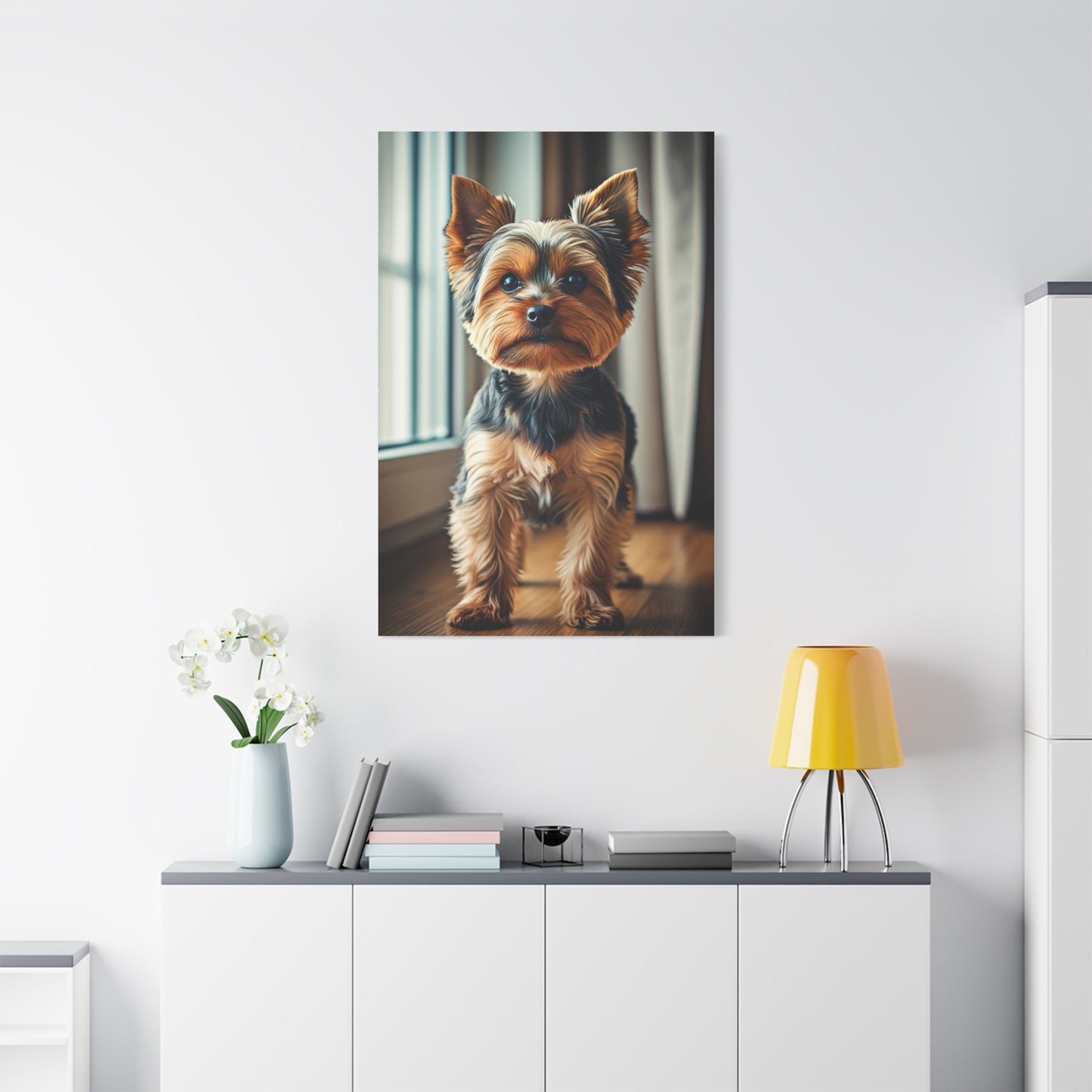 Window Light Yorkie Portrait Wall Art & Canvas Print