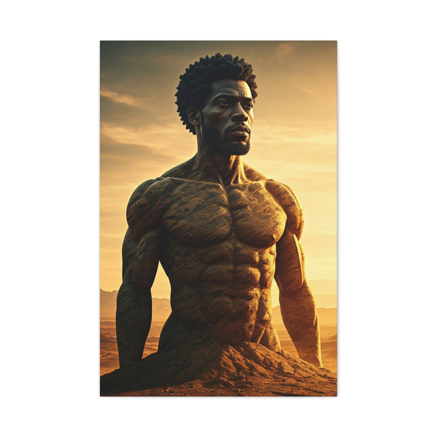 Golden Stone Warrior Portrait Wall Art & Canvas Prints