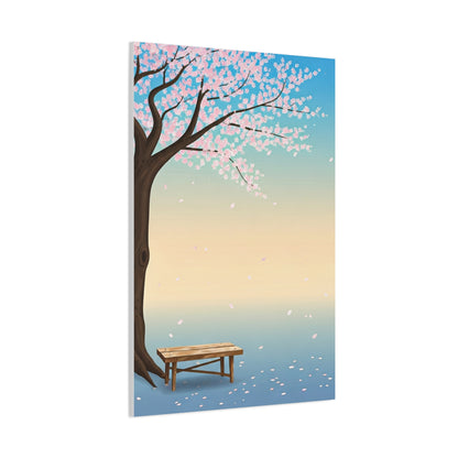 Minimal Sakura Tree With Bench Spring Serenity Wall Art & Canvas Prints