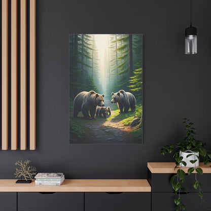 Bear Family Forest Path Scene Wall Art & Canvas Prints