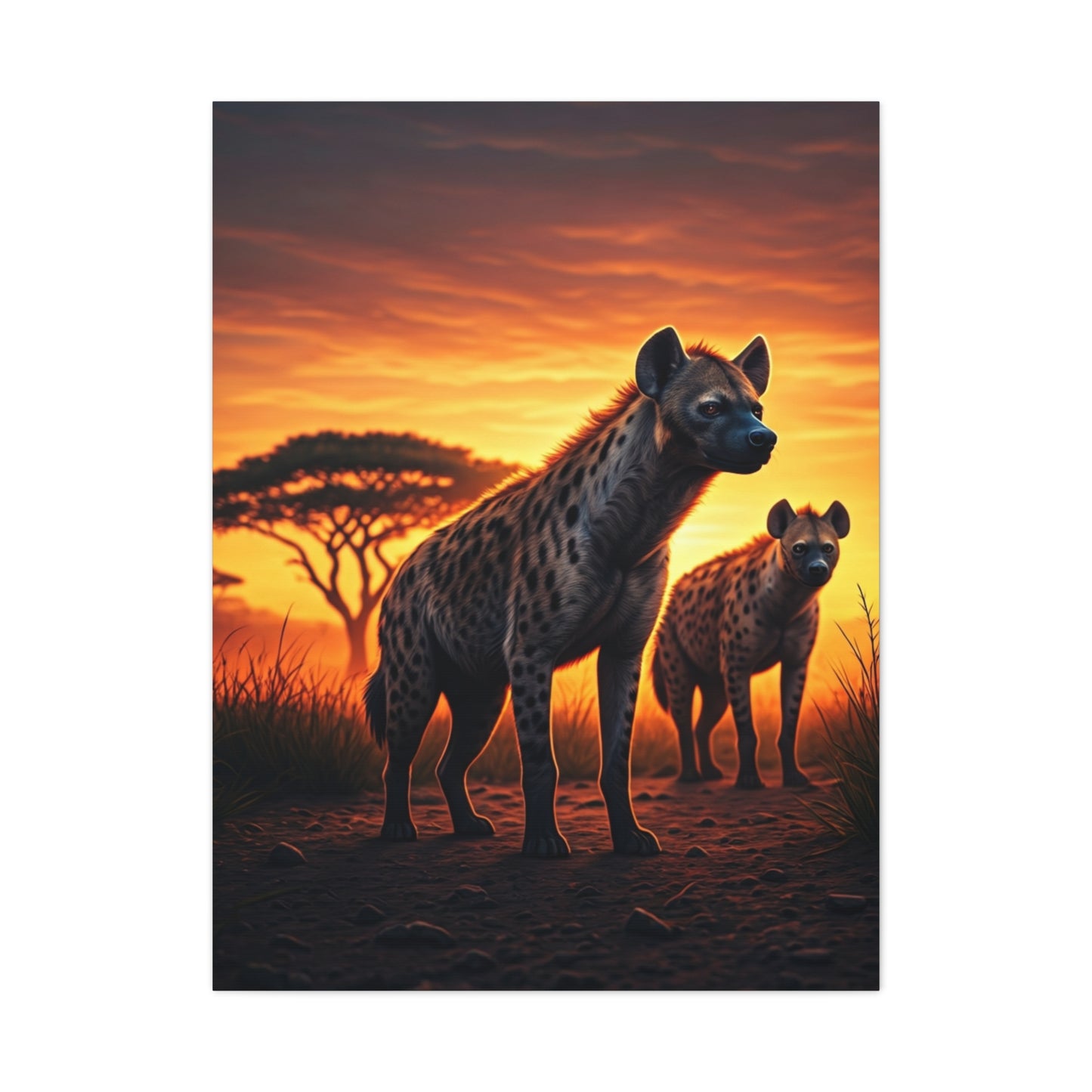 Hyena Pack at Sunset Wilderness Wall Art & Canvas Prints