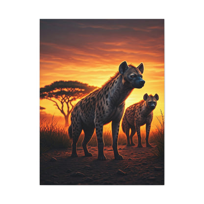 Hyena Pack at Sunset Wilderness Wall Art & Canvas Prints