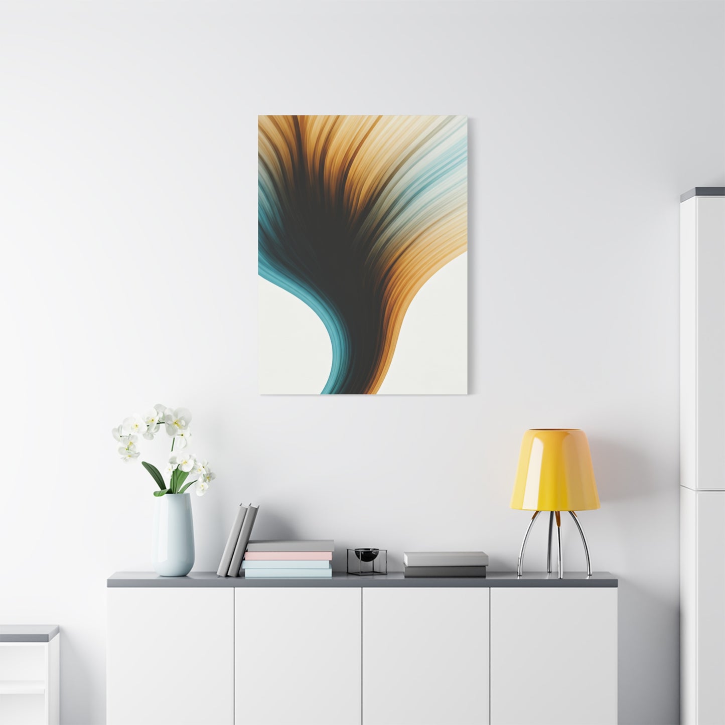 Flowing Gold and Teal Abstract Wall Art & Canvas Prints