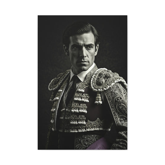 Stoic Warrior in Armor Black & White Wall Art & Canvas Prints