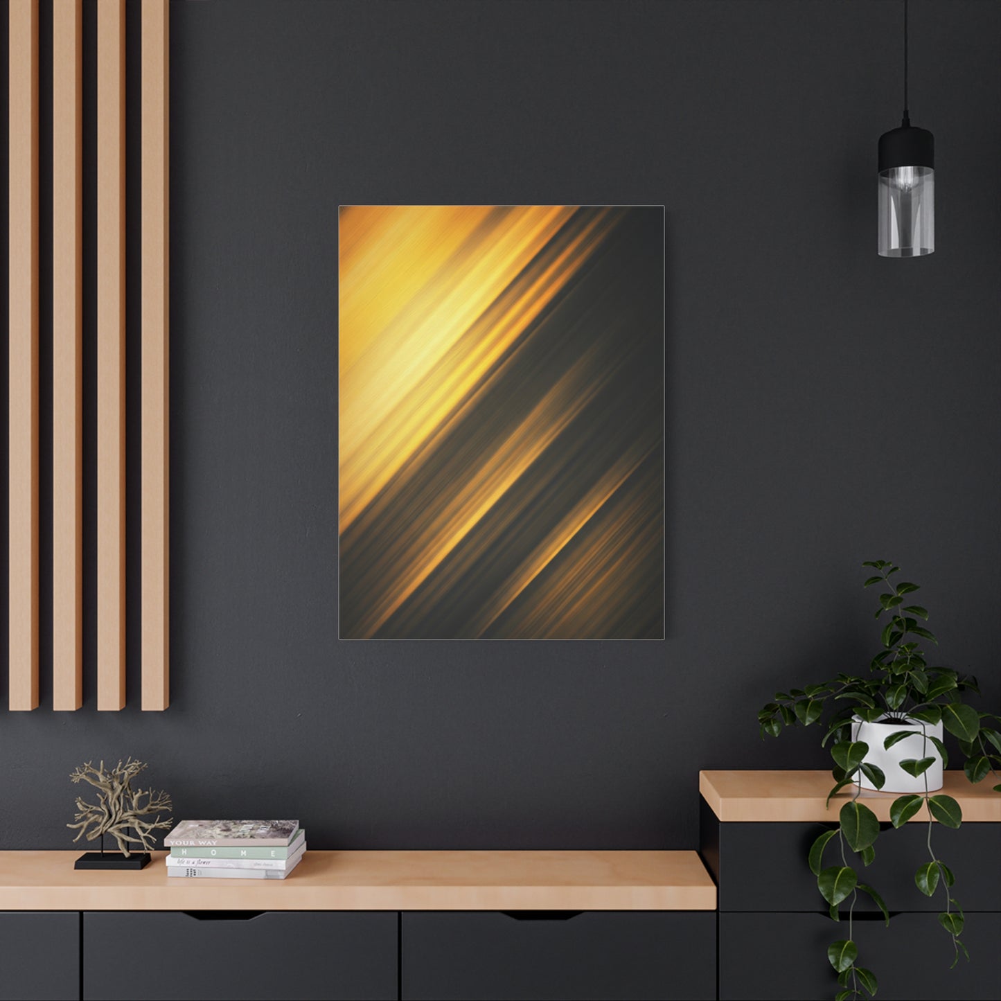 Golden Shadow Streaks Abstract Wall Art & Canvas Prints