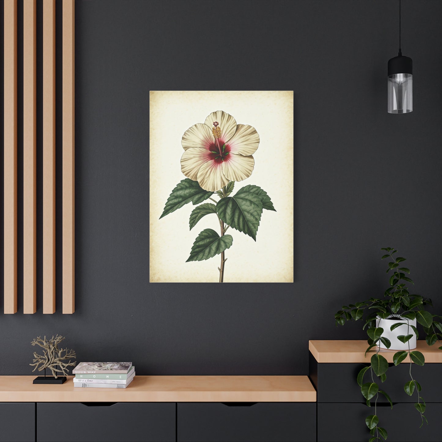 White Hibiscus Illustration Wall Art & Canvas Prints
