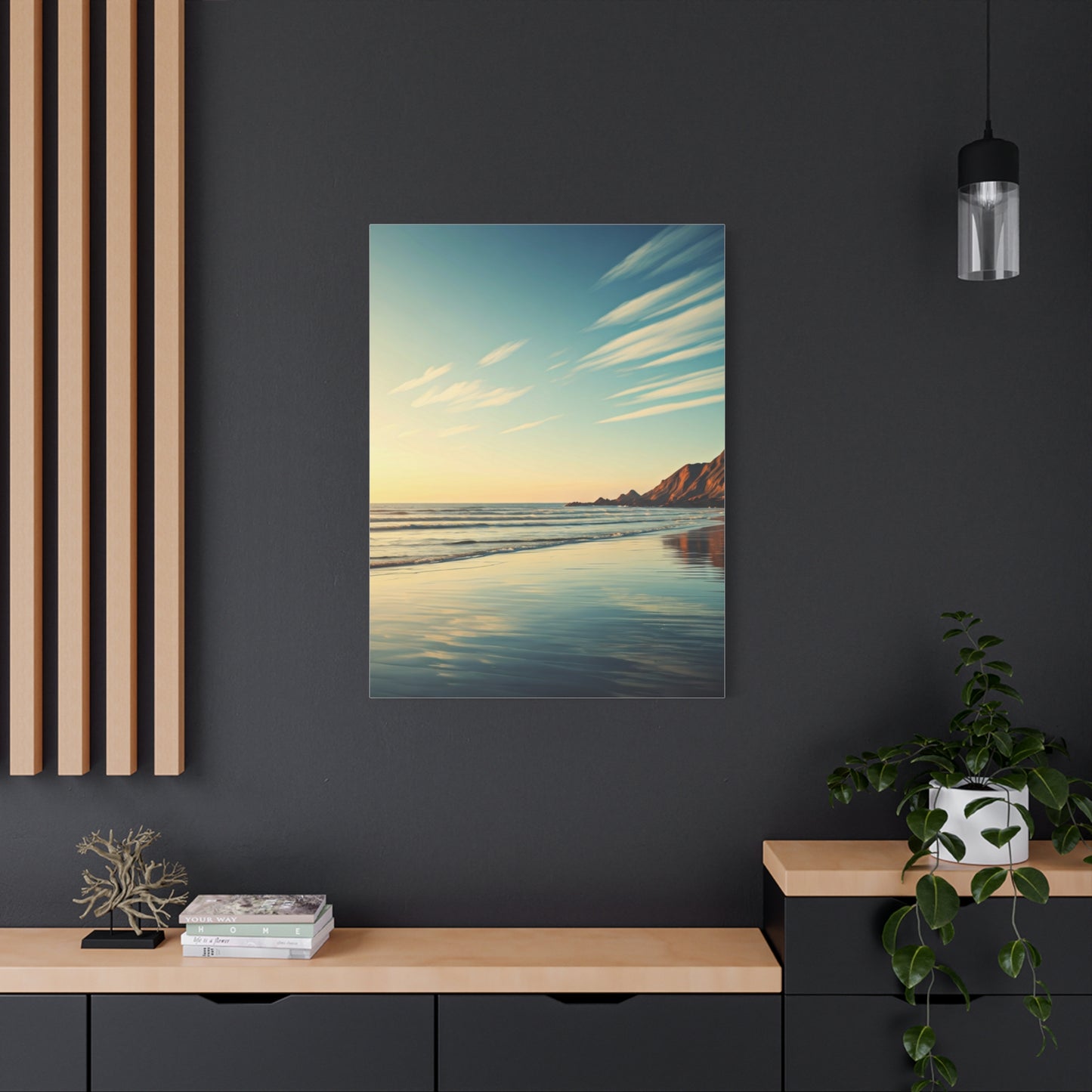 Golden Shoreline Reflection Beach Wall Art & Canvas Prints