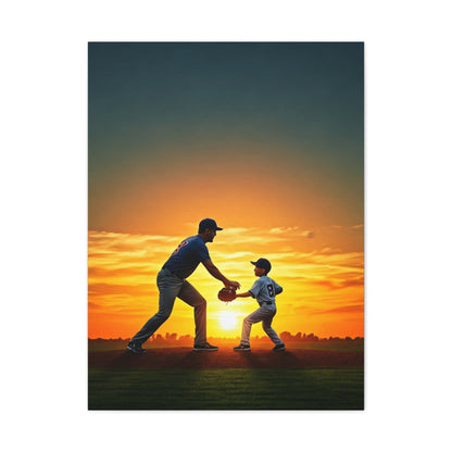 Father and Child Baseball Sunset Moment Wall Art & Canvas Prints