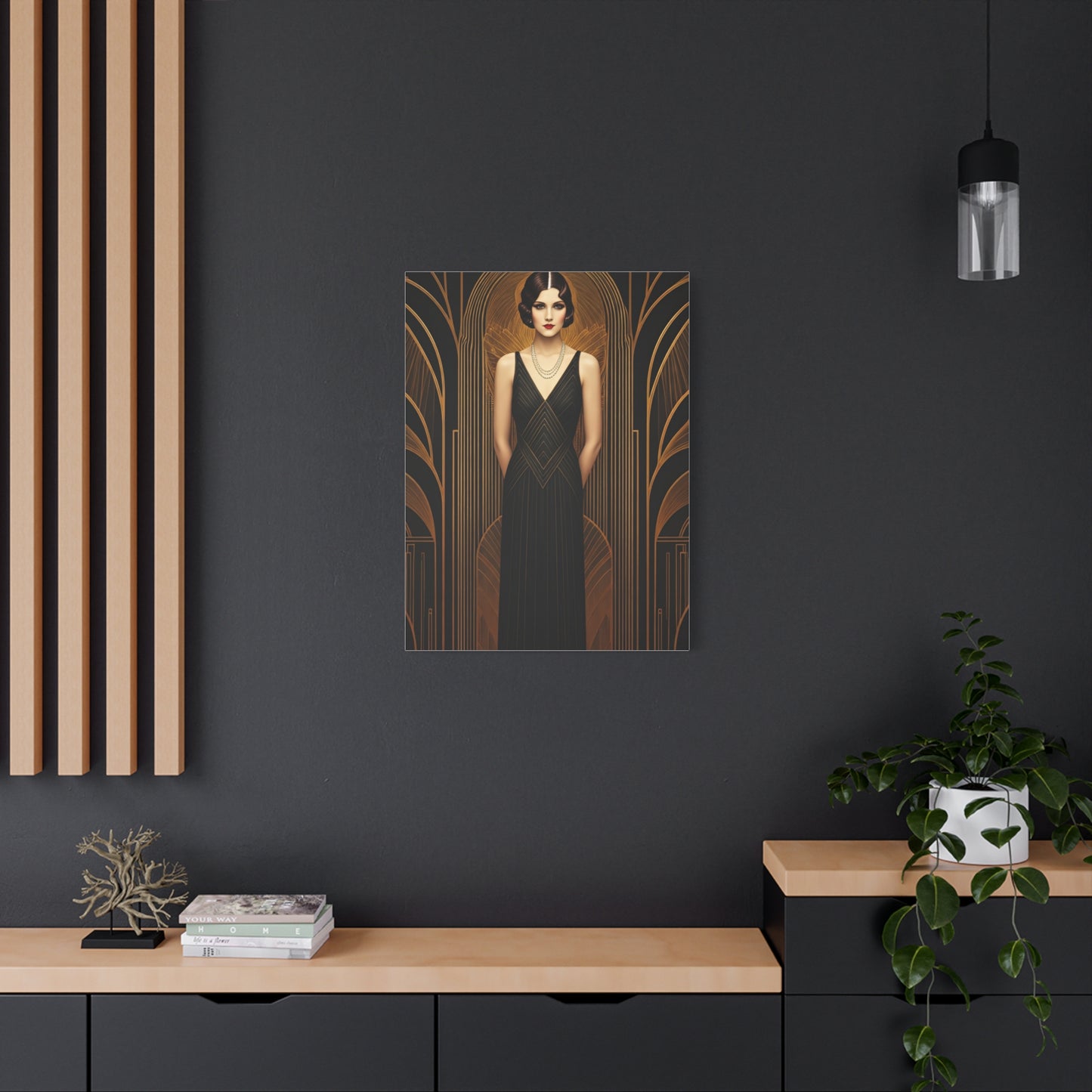 Midnight Deco Portrait Lady Wall Art & Canvas Prints