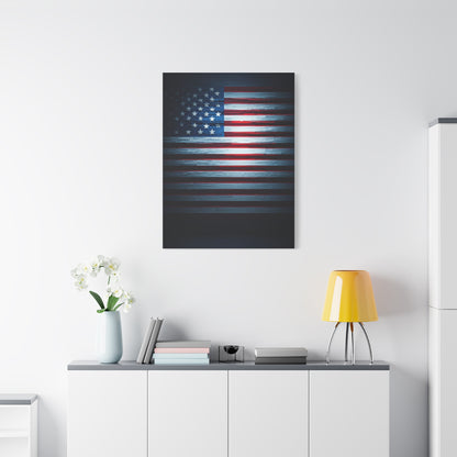 Minimalist Dark American Flag Glow Wall Art & Canvas Prints