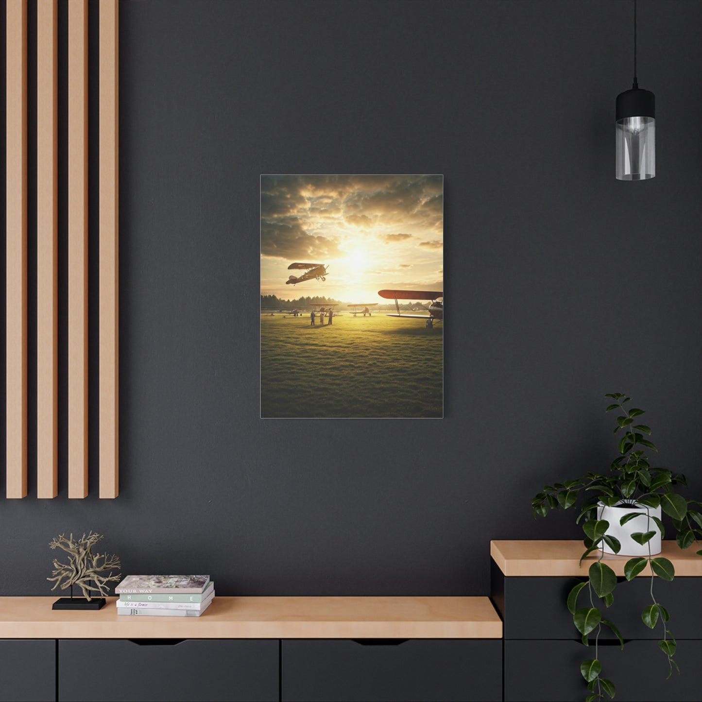 Golden Airfield Takeoff Moment Wall Art & Canvas Prints