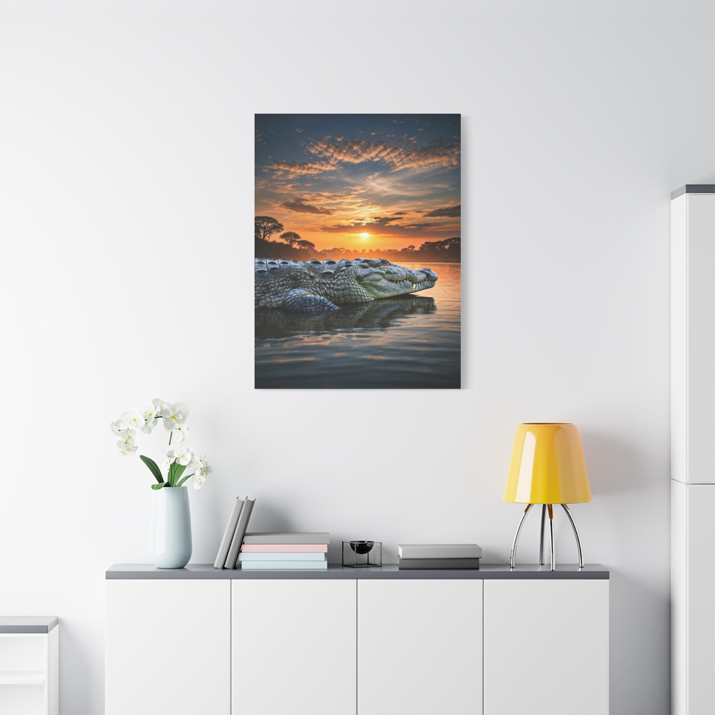 Crocodile Sunset Waterscape Wall Art & Canvas Prints