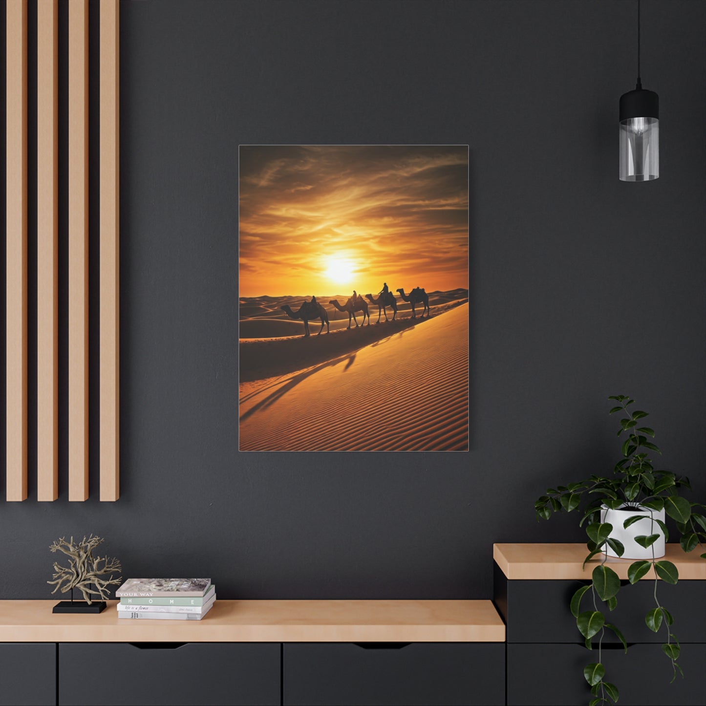 Desert Caravan Sunset Journey Wall Art & Canvas Prints