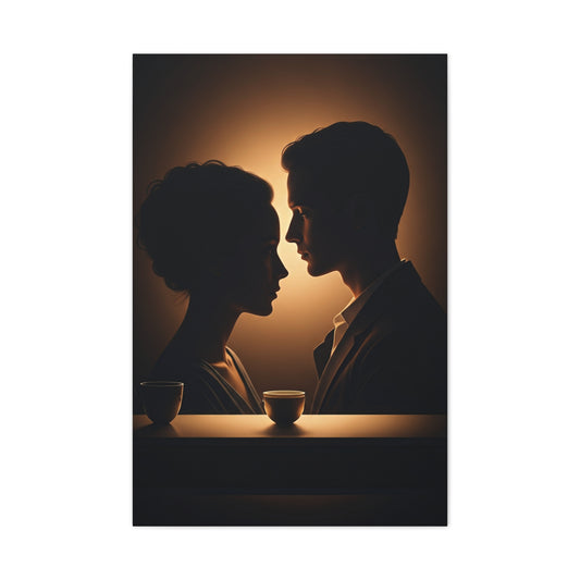 Intimate Silhouettes at Candlelit Table Wall Art & Canvas Prints