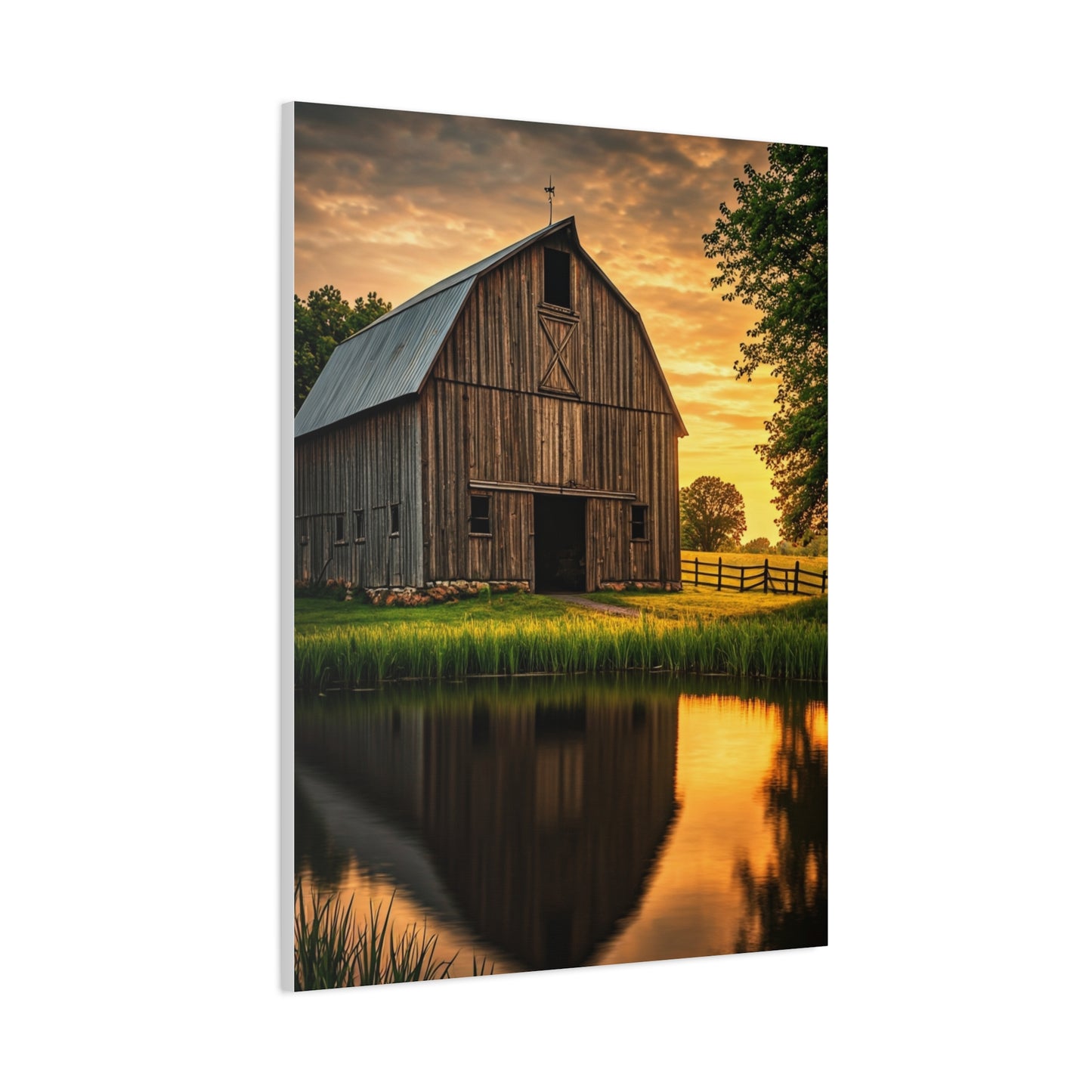 Barn Reflections at Golden Hour Wall Art & Canvas Prints