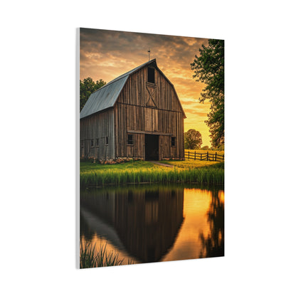 Barn Reflections at Golden Hour Wall Art & Canvas Prints
