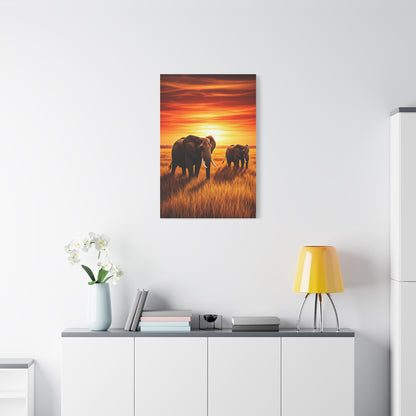 Elephant Herd at Sunset Plains Wall Art & Canvas Prints