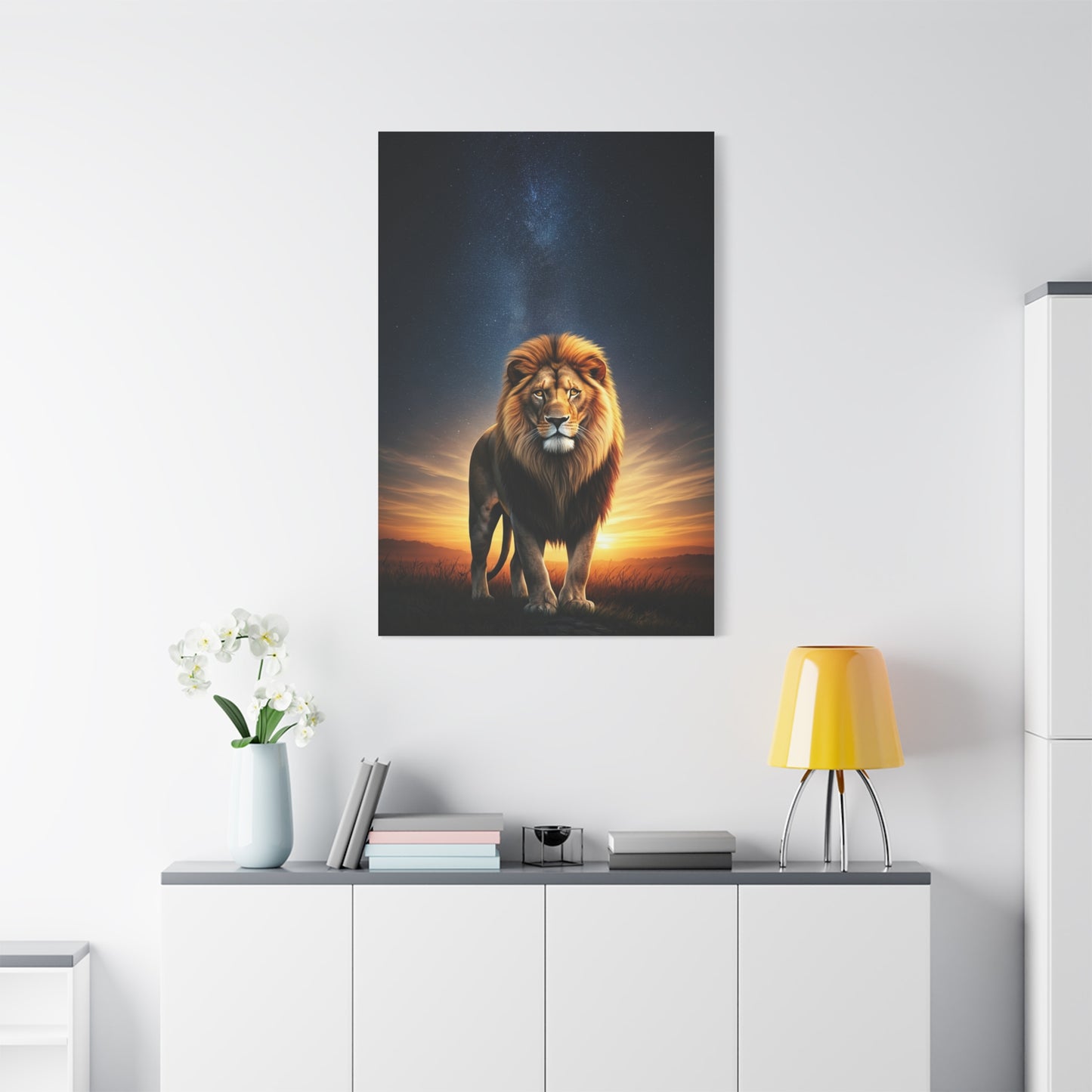 Majestic Lion Under the Evening Sky Wall Art & Canvas Prints
