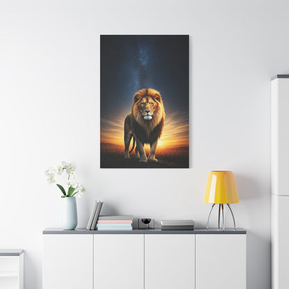 Majestic Lion Under the Evening Sky Wall Art & Canvas Prints