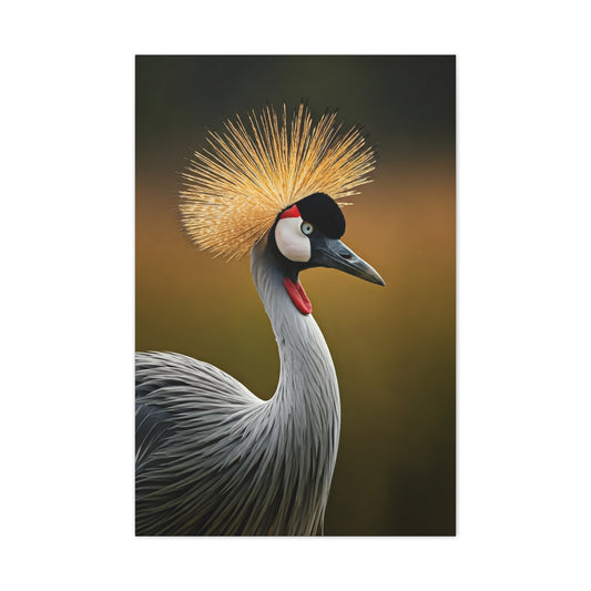 Regal Crowned Crane Portrait Wall Art & Canvas Prints