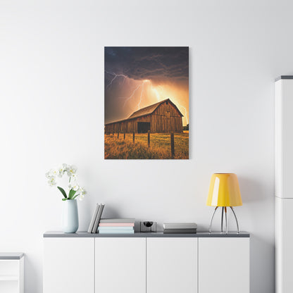 Lightning Over the Old Farm Barn Wall Art & Canvas Prints