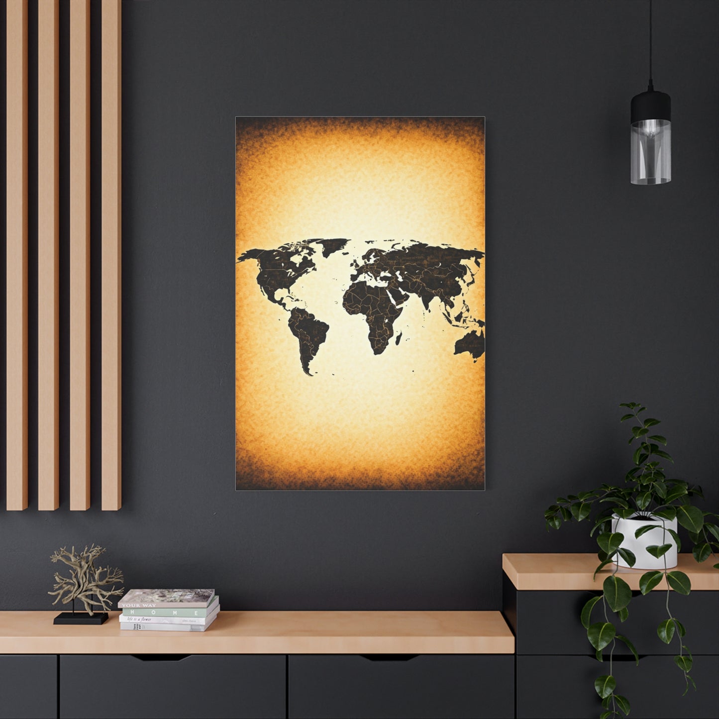 Minimal Black Silhouette World Map Wall Art & Canvas Prints