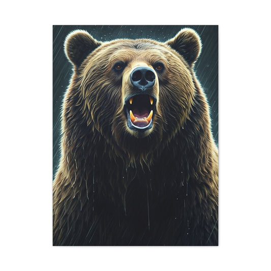 Roaring Brown Bear Portrait Wall Art & Canvas Prints