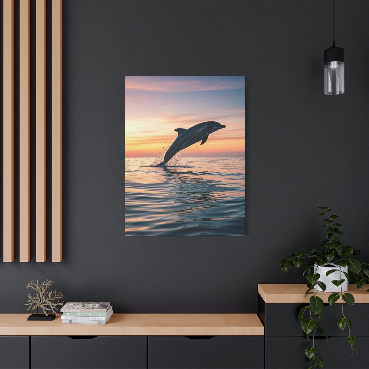 Dolphin at Sunset wall art & canvas prints