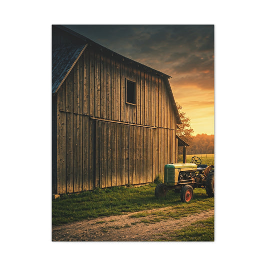 Vintage Tractor by Rustic Barn Wall Art & Canvas Prints