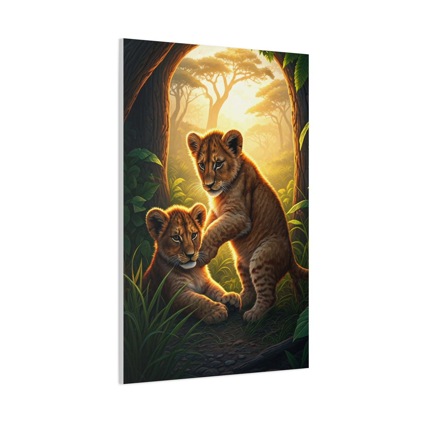 Lion Cubs in the Jungle Glow Wall Art & Canvas Prints