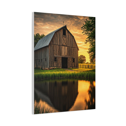 Barn Reflections at Golden Hour Wall Art & Canvas Prints