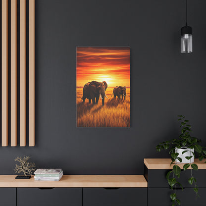 Elephant Herd at Sunset Plains Wall Art & Canvas Prints